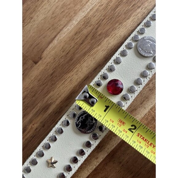 Vintage Boho Leather Belt FAUX STONES coin‎ Festival Boho Gypsy Western Cowgirl